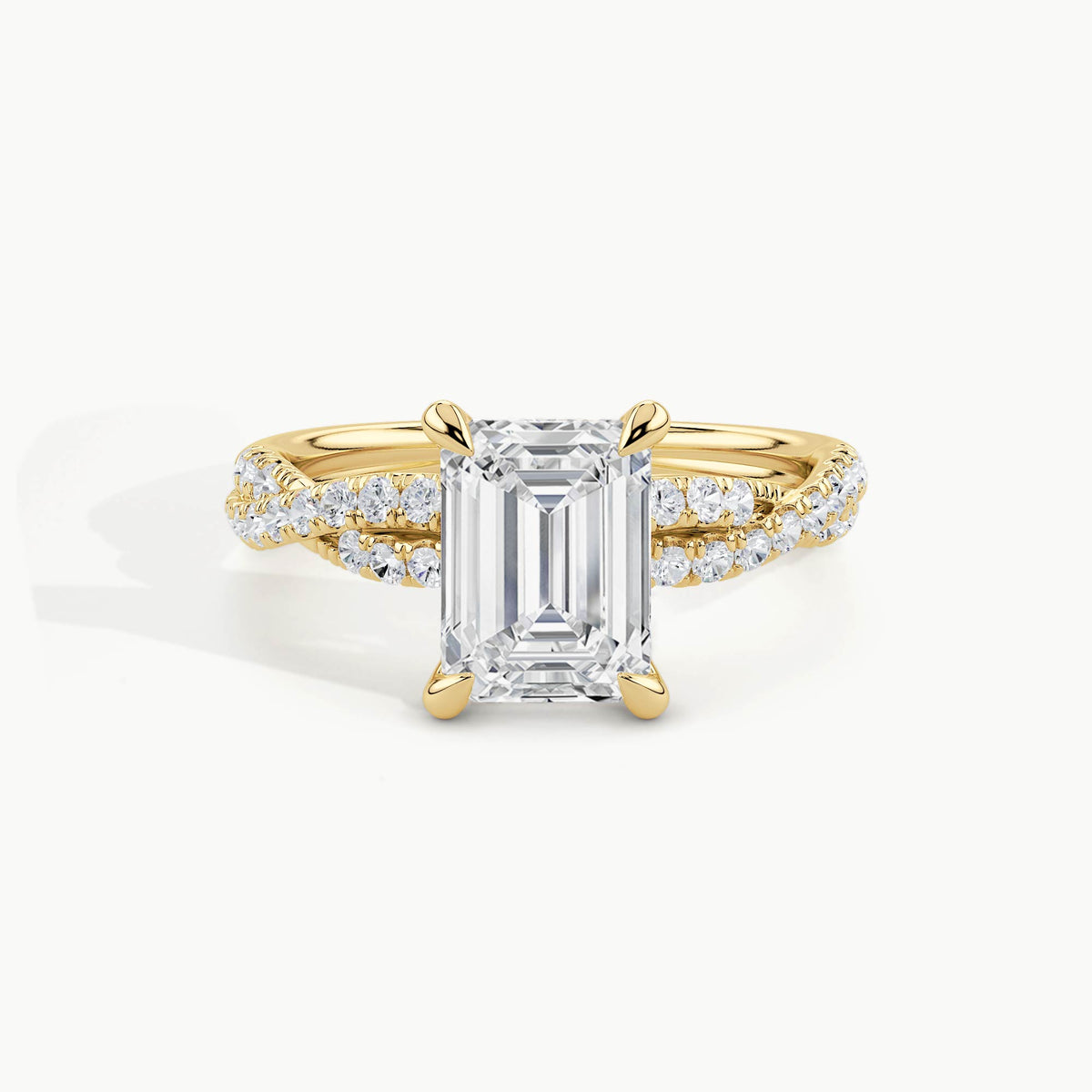 Yellow Gold, Emerald, down view