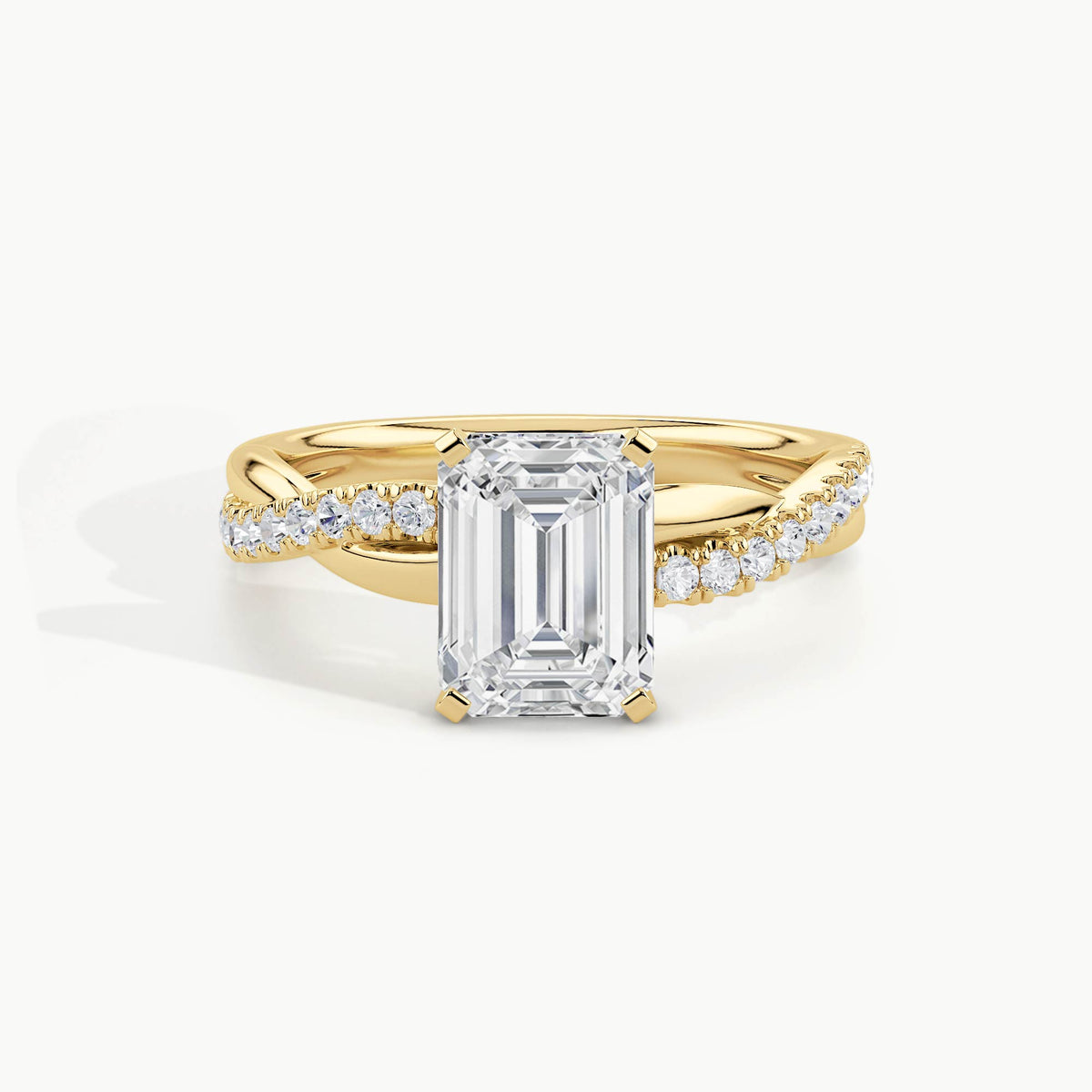 Yellow Gold, Emerald, down view