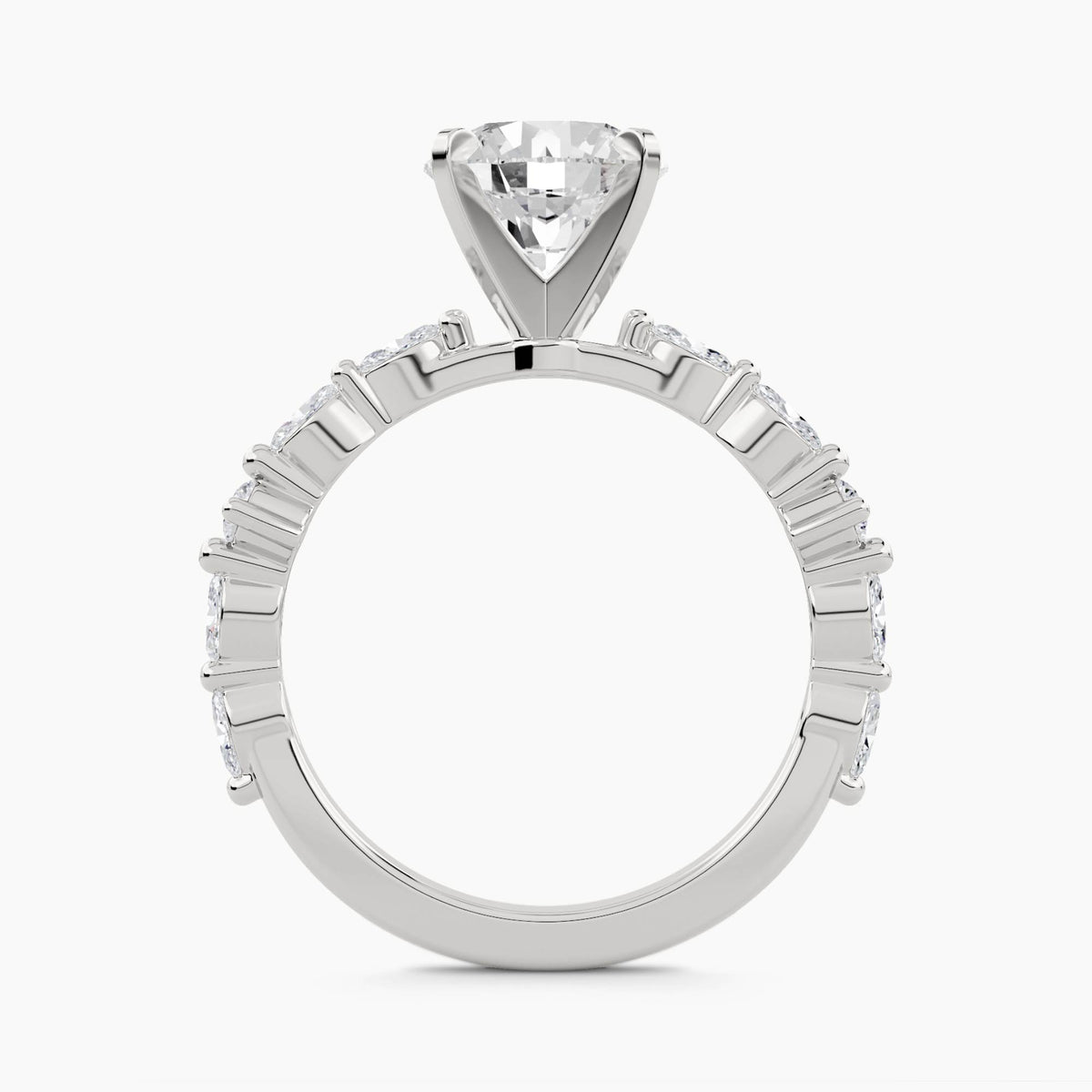 Solitaire With Alternating Marquise Accents On Shank, front view