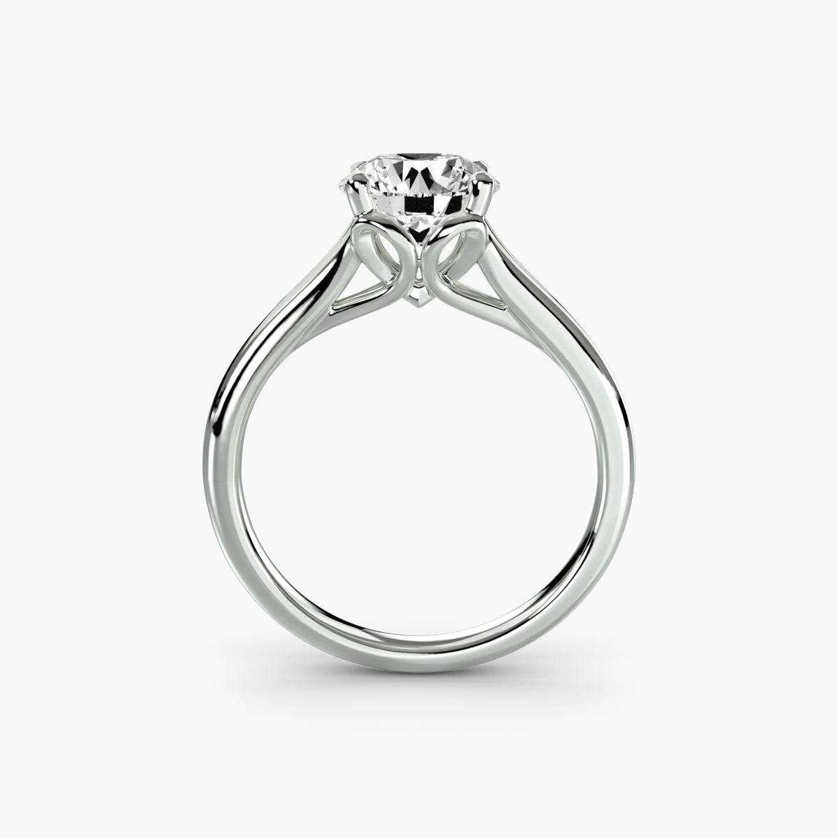 Solitaire With Split Cathedral Shank, front view