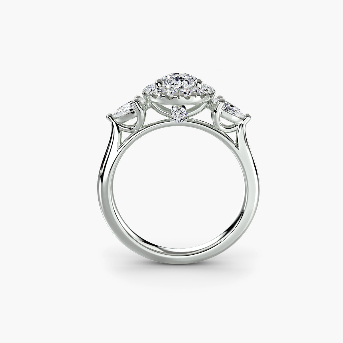 Halo With Pear Side Stones, front view