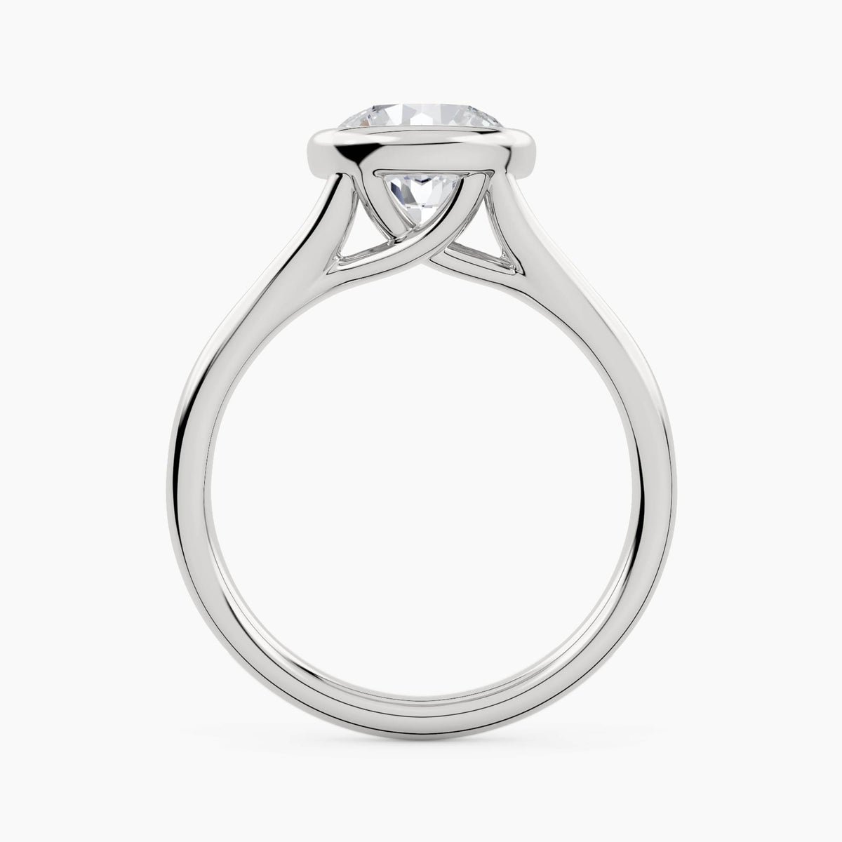 Solitaire With Thin Bezel Setting And Plain Split Shank, front view