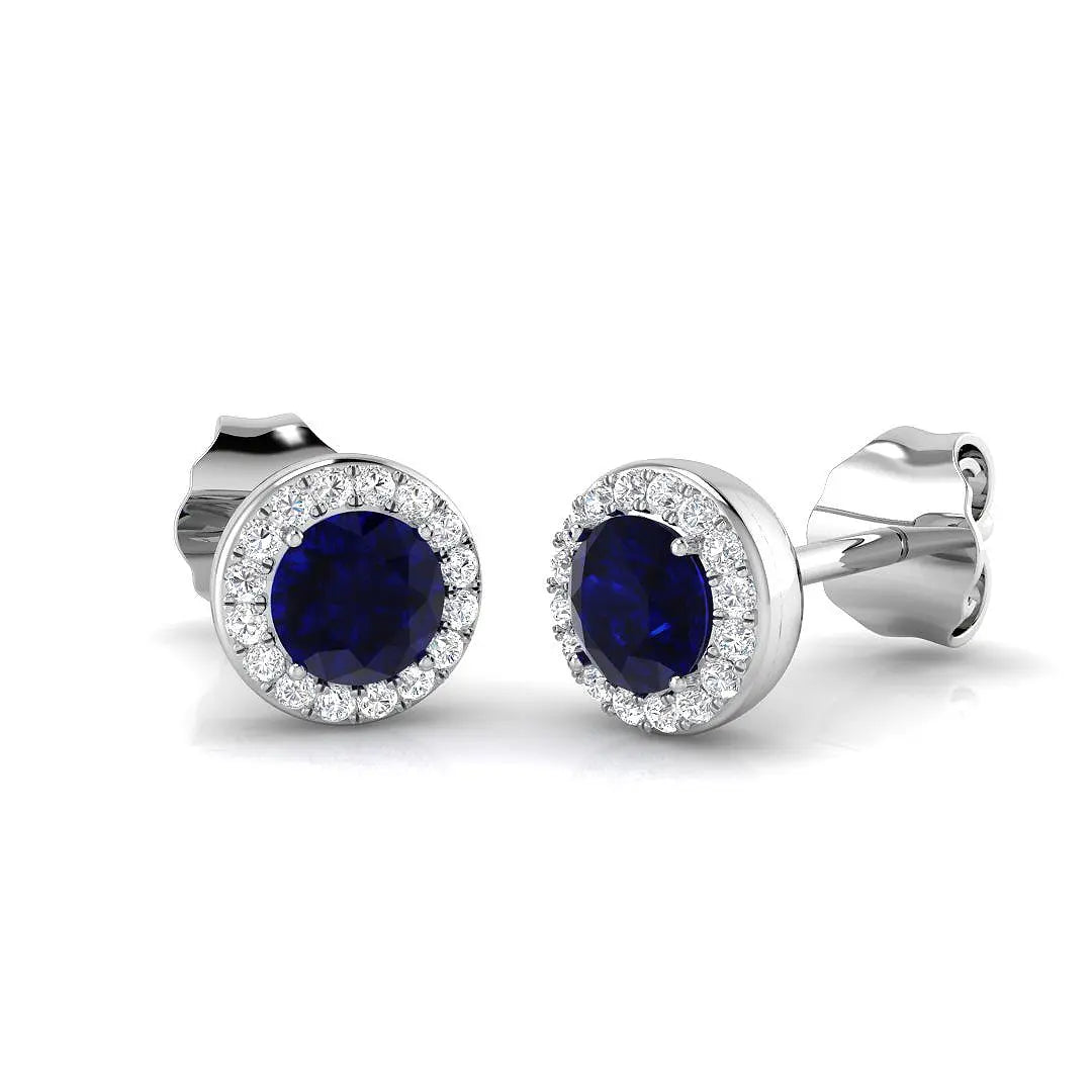9ct White Gold 0.61ct Blue Sapphire Earrings