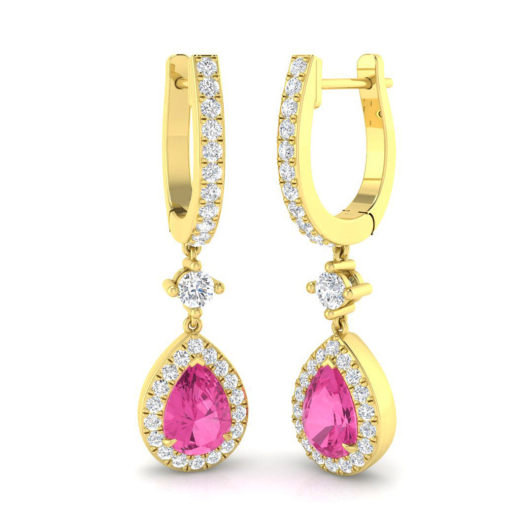 18ct Yellow Gold 1.89ct Pink Sapphire Earrings