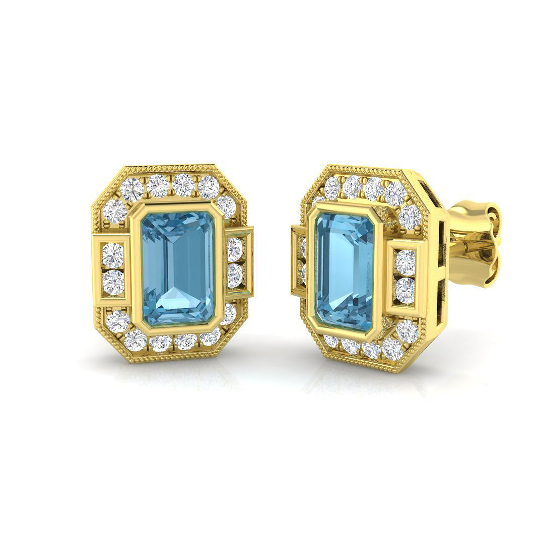 9ct Yellow Gold 1.63ct Sky Blue Topaz Earrings