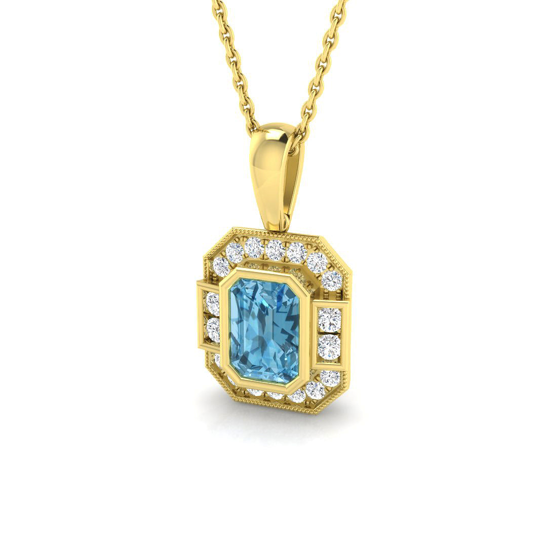 9ct Yellow Gold 1.29ct Sky Blue Topaz Pendant