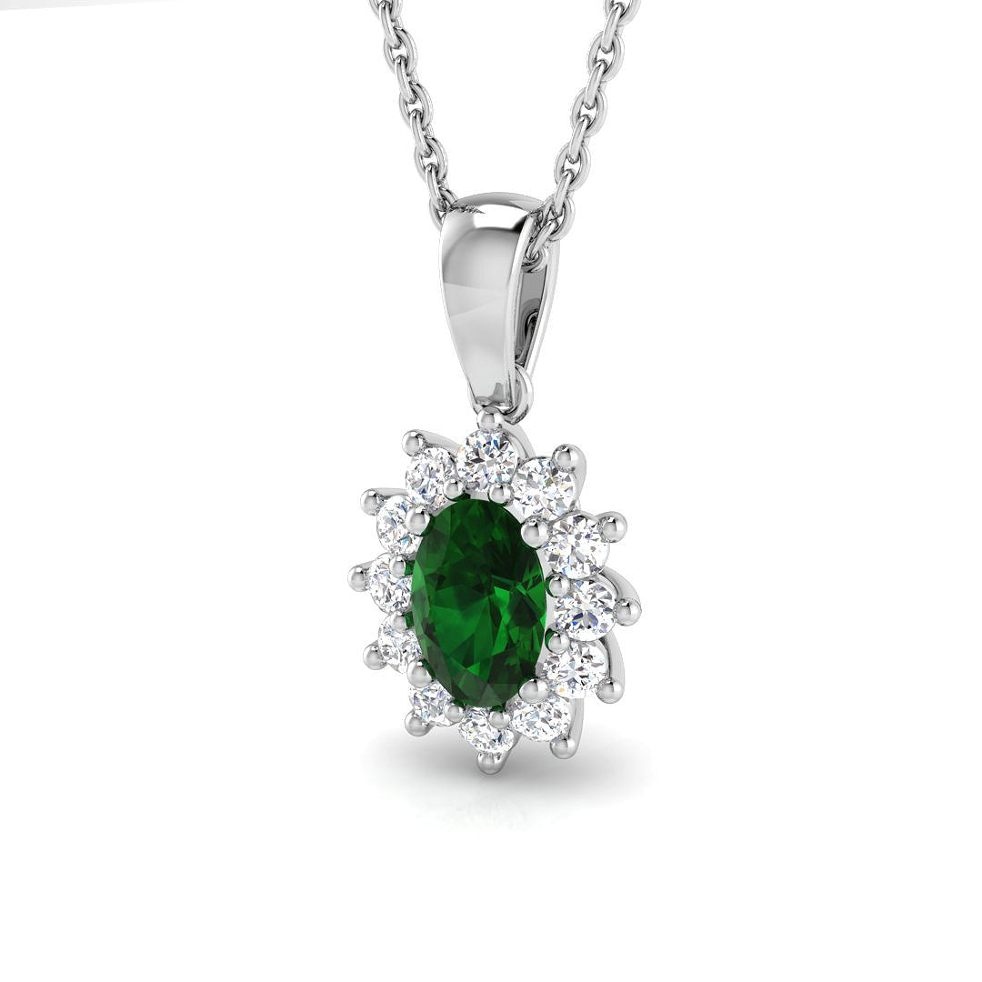 18ct White Gold 0.70ct Emerald Pendant