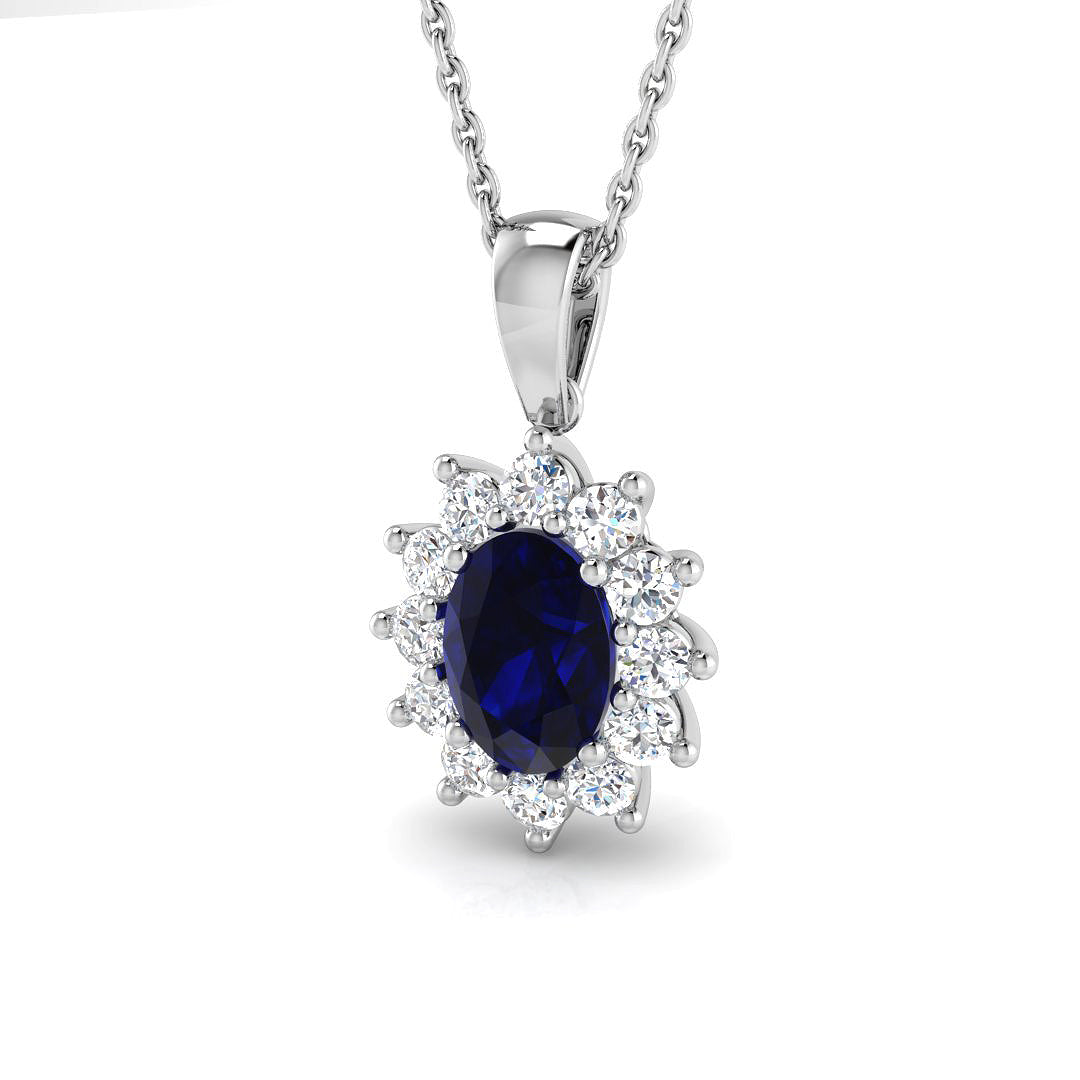 18ct White Gold 1.20ct Blue Sapphire Pendant