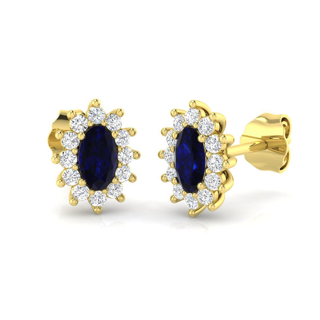 9ct Yellow Gold 0.98ct Blue Sapphire Earrings