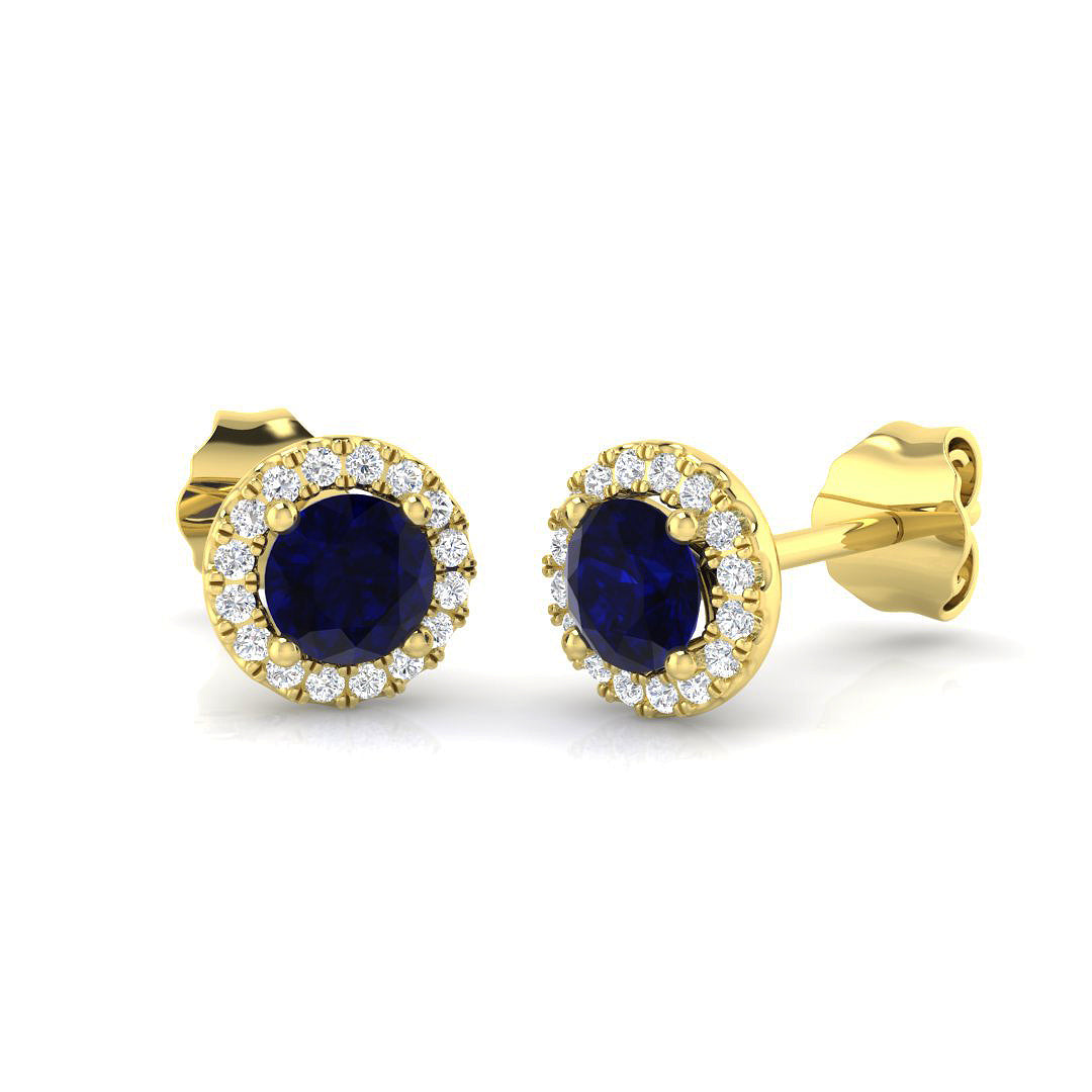 9ct Yellow Gold 0.81ct Blue Sapphire Earrings