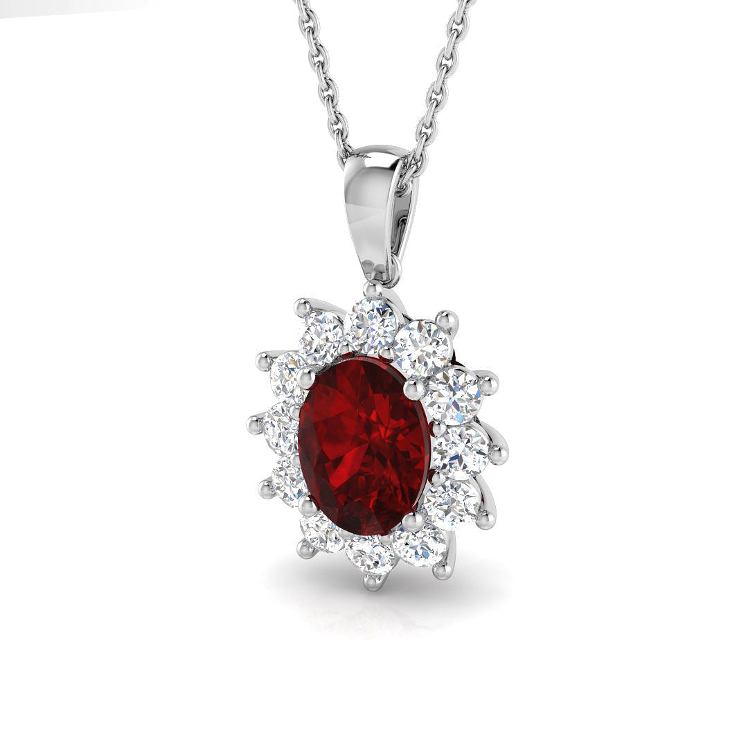 9ct White Gold 2.02ct Laboratory Grown Lab Ruby Pendant