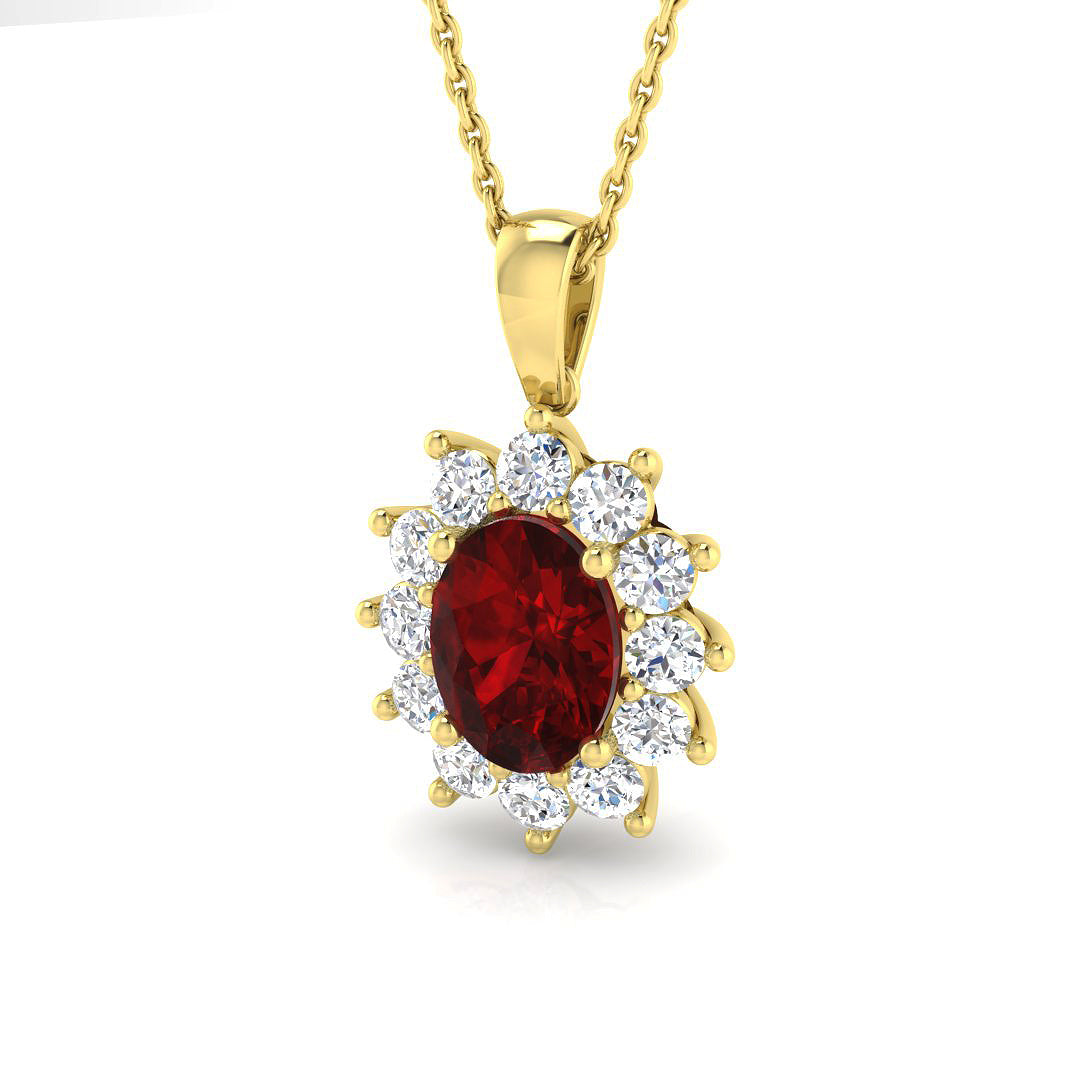 9ct Yellow Gold 2.02ct Laboratory Grown Lab Ruby Pendant