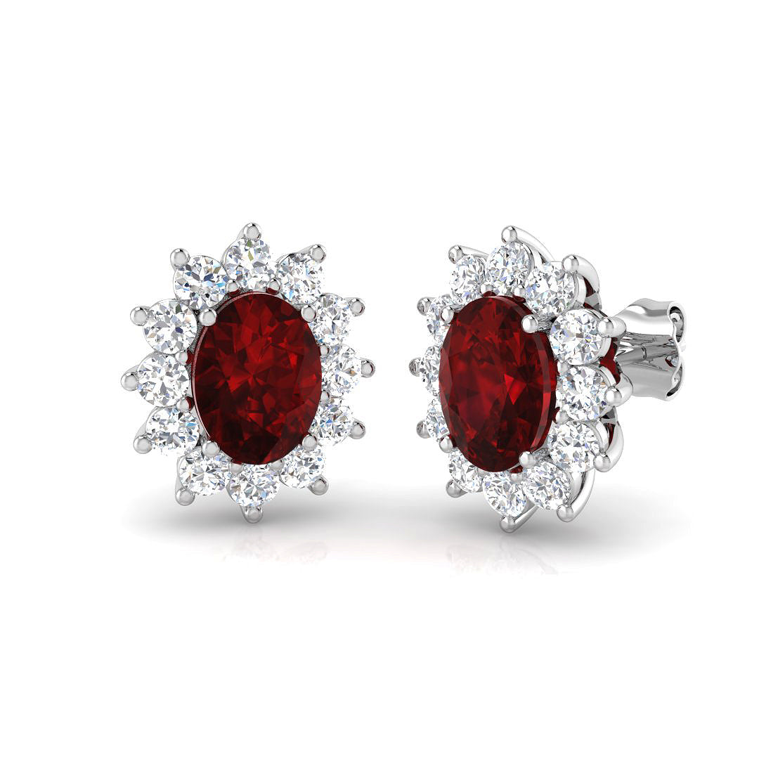 9ct White Gold 4.25ct Laboratory Grown Lab Ruby Earrings