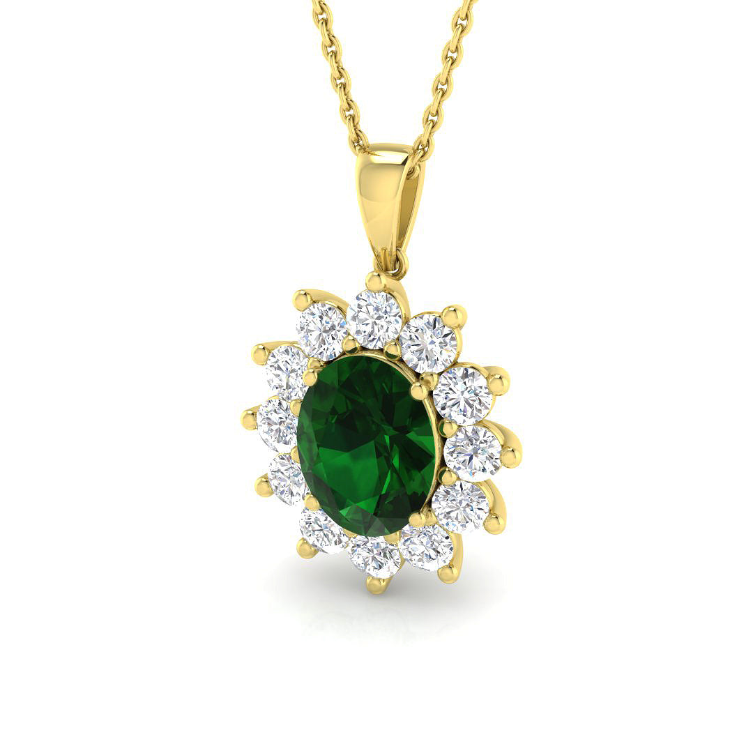 9ct Yellow Gold 2.33ct Laboratory Grown Lab Emerald Pendant