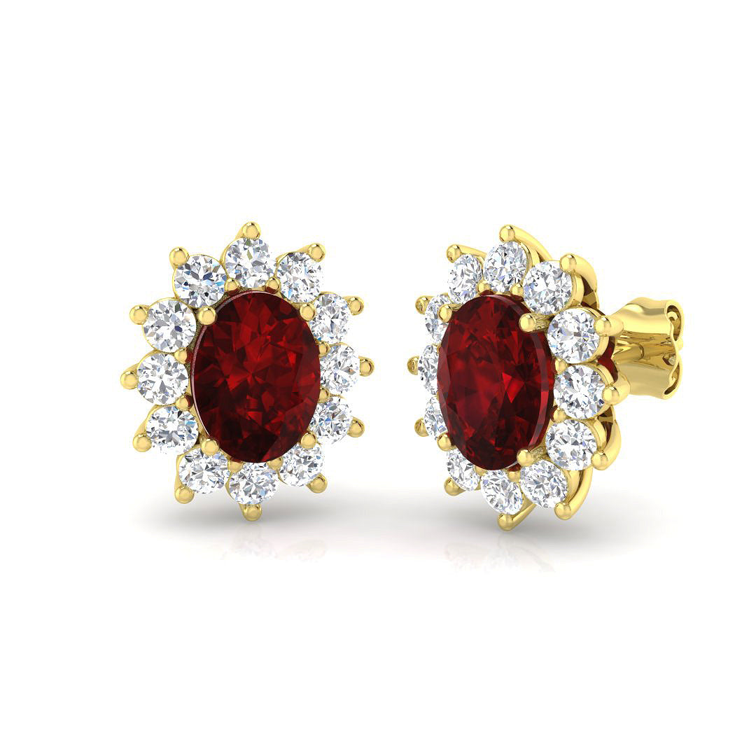 9ct Yellow Gold 4.25ct Laboratory Grown Lab Ruby Earrings