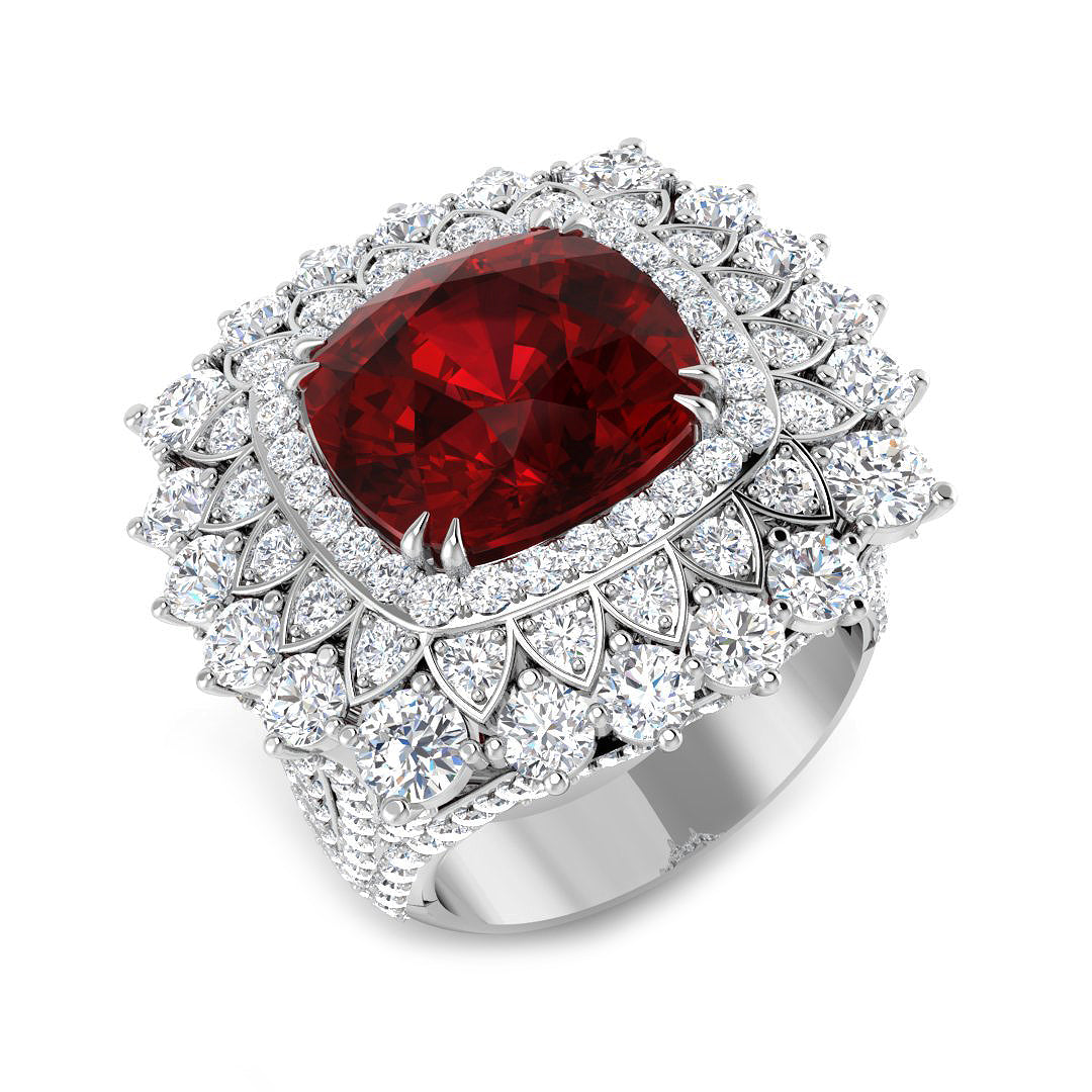 Platinum 13.87ct Laboratory Grown Lab Ruby Ring