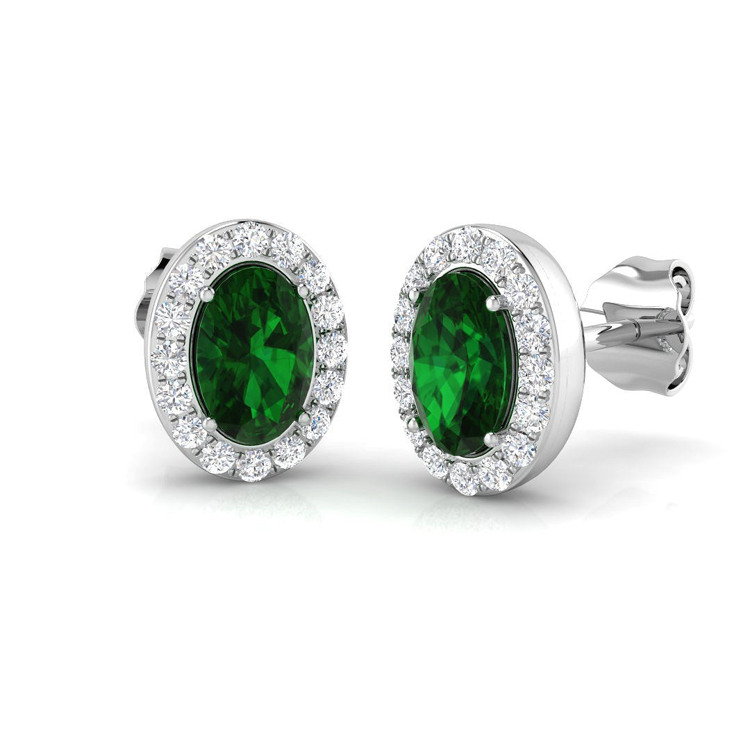 9ct White Gold 1.14ct Emerald Earrings