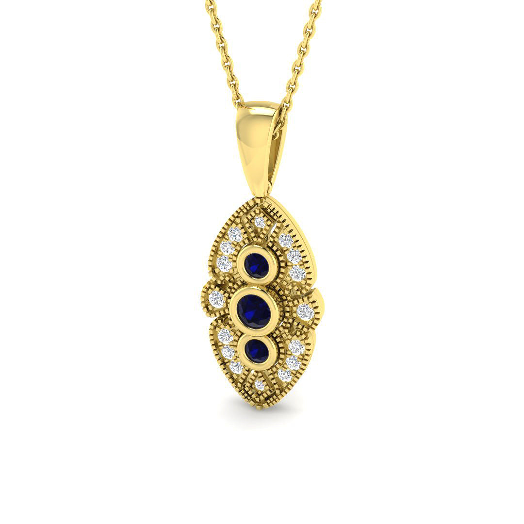 9ct Yellow Gold 0.46ct Blue Sapphire Pendant