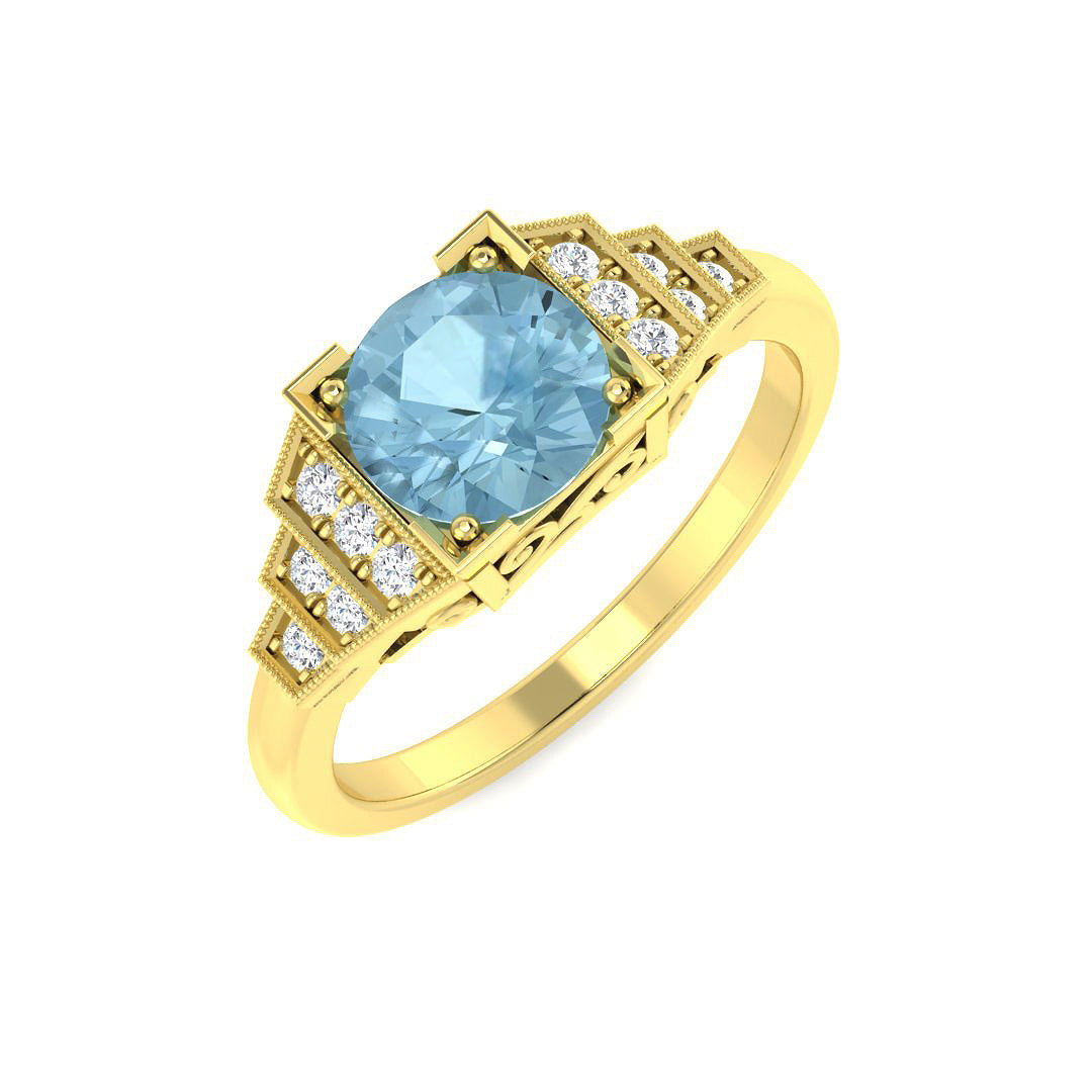 9ct Yellow Gold 0.95ct Aquamarine Ring