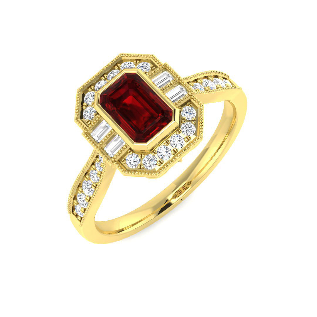 9ct Yellow Gold 0.87ct Ruby Ring