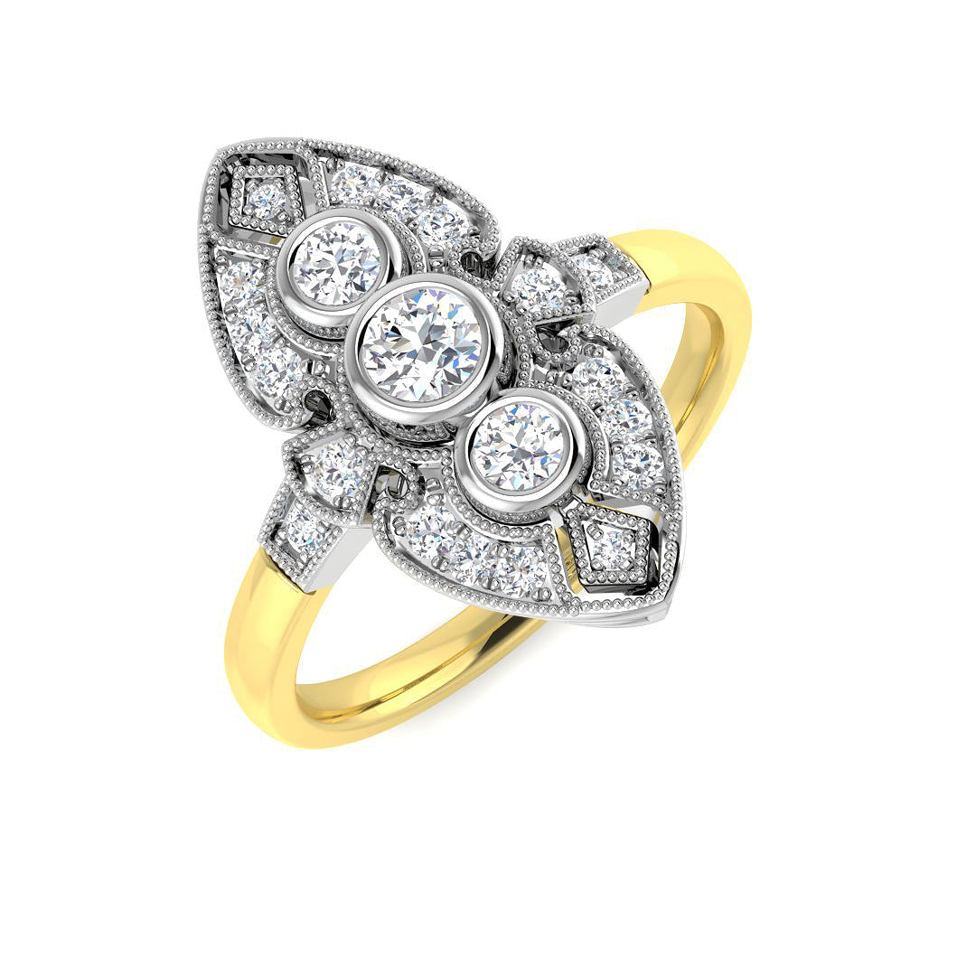 9ct Two-Tone Gold 0.39ct G SI2 Diamond Ring