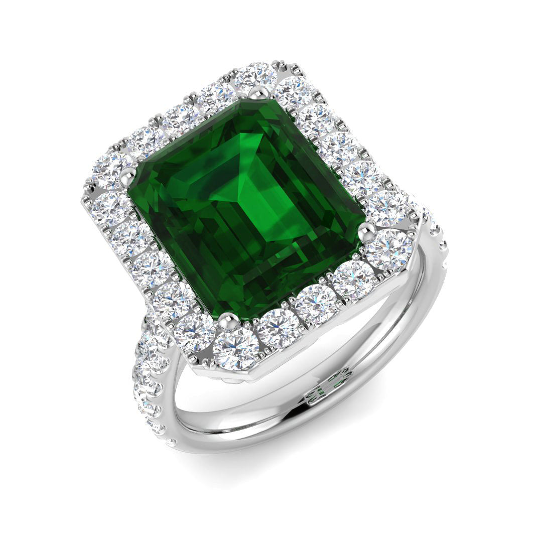 9ct White Gold 5.33ct Laboratory Grown Lab Emerald Ring