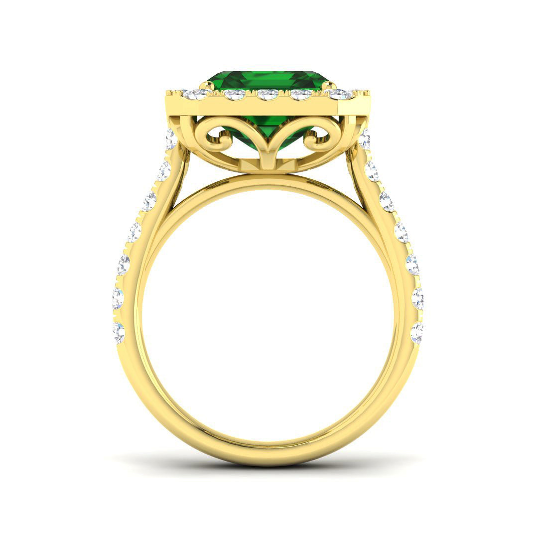 9ct Yellow Gold 5.33ct Laboratory Grown Lab Emerald Ring