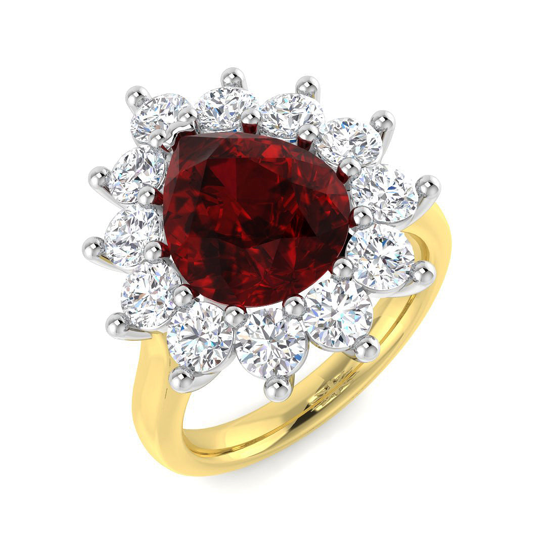 9ct Two-Tone Gold 5.80ct Laboratory Grown Lab Ruby Ring
