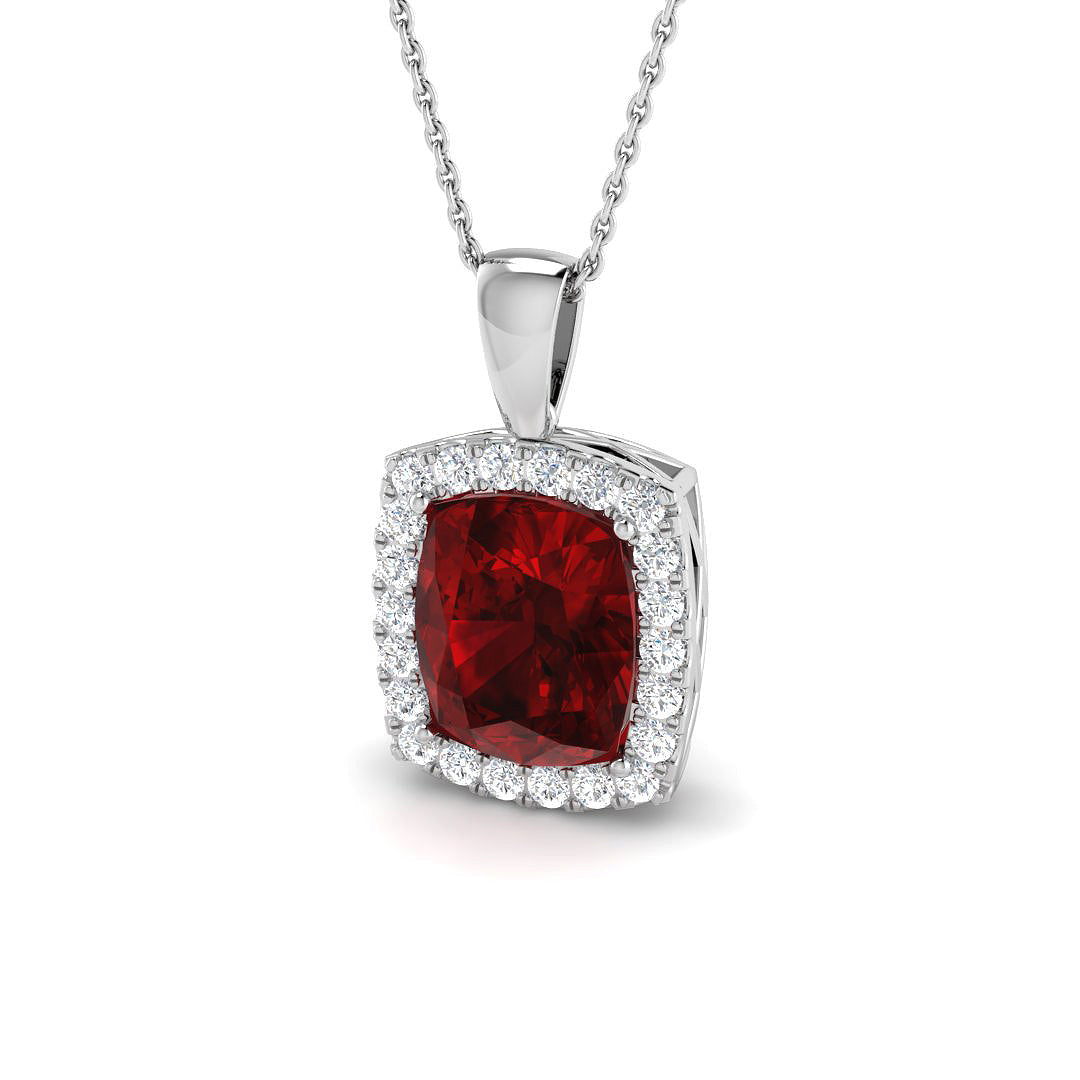 9ct White Gold 5.79ct Laboratory Grown Lab Ruby Pendant