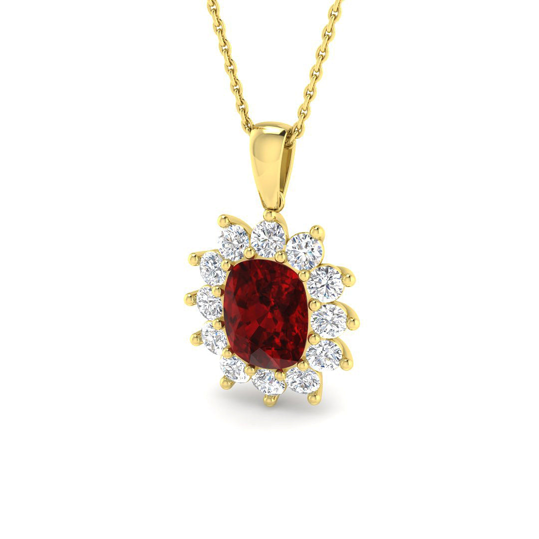 9ct Yellow Gold 3.76ct Laboratory Grown Lab Ruby Pendant