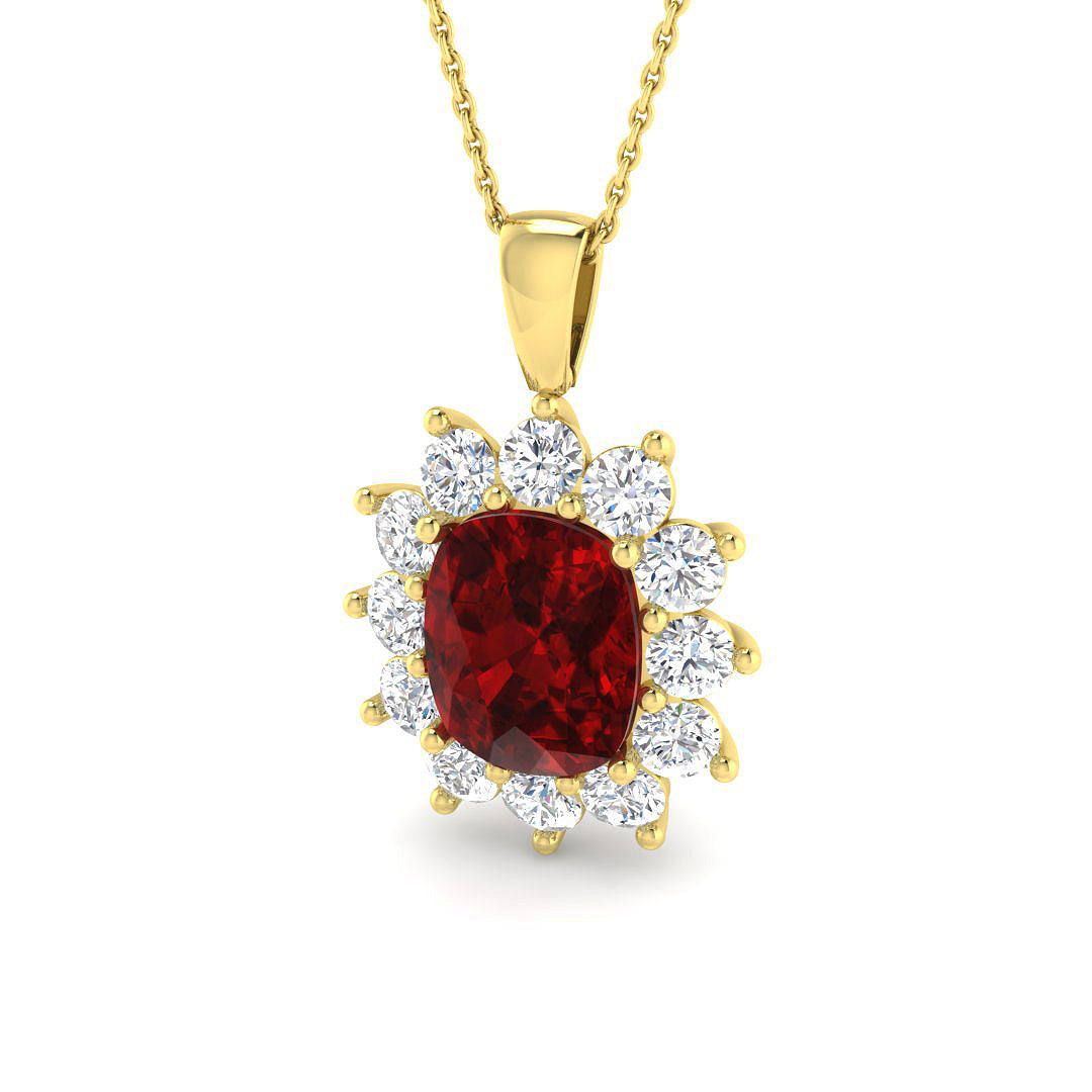 9ct Yellow Gold 7.68ct Laboratory Grown Lab Ruby Pendant