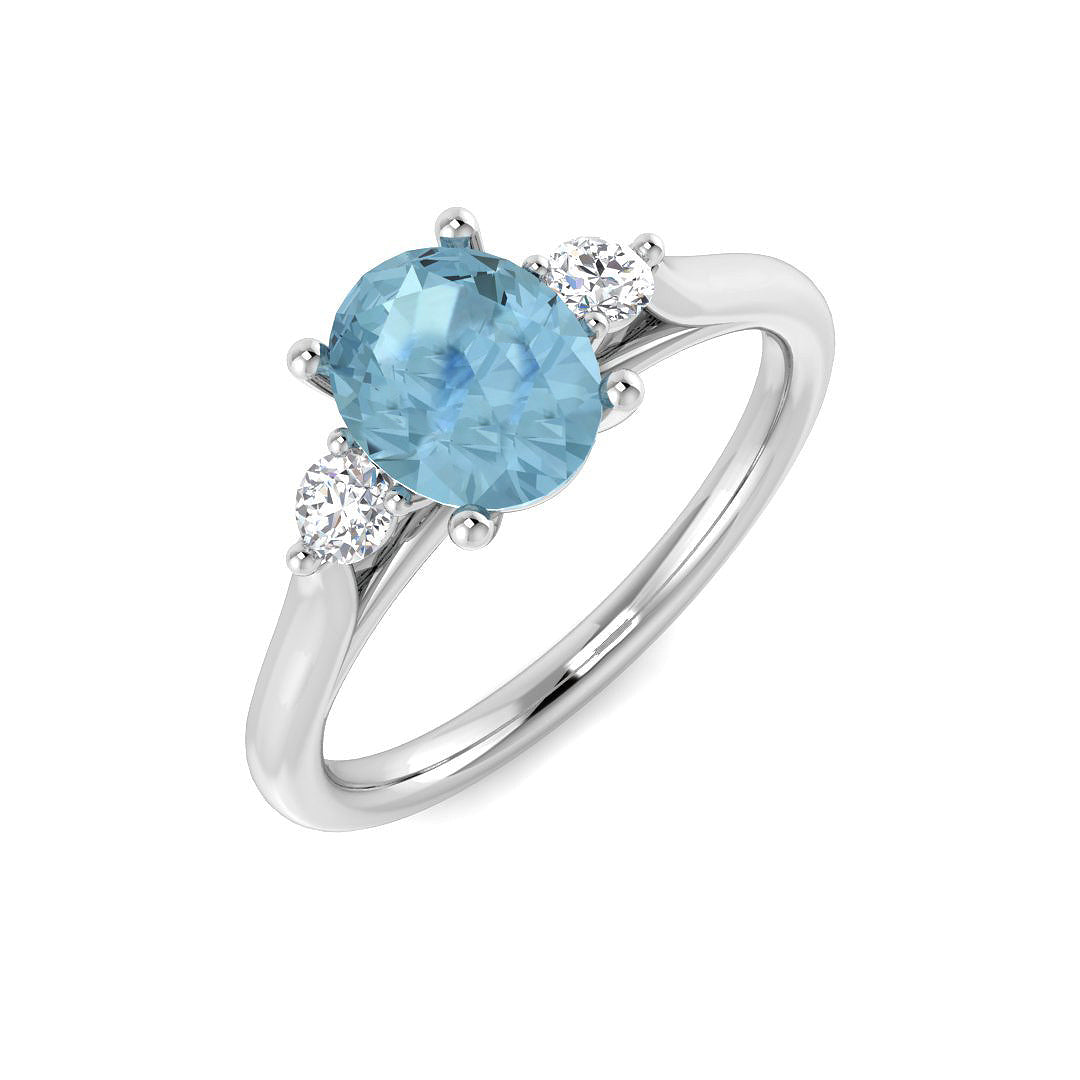 9ct White Gold 1.08ct Aquamarine Ring