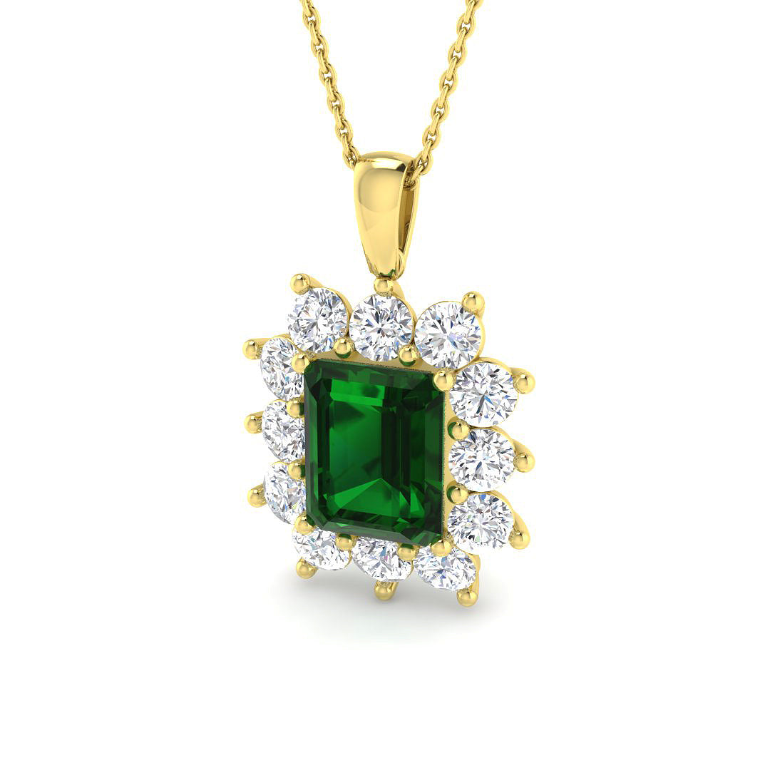 9ct Yellow Gold 5.29ct Laboratory Grown Lab Emerald Pendant