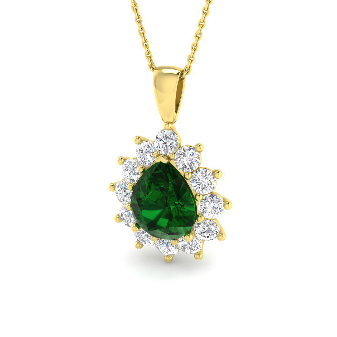 9ct Yellow Gold 4.05ct Laboratory Grown Lab Emerald Pendant