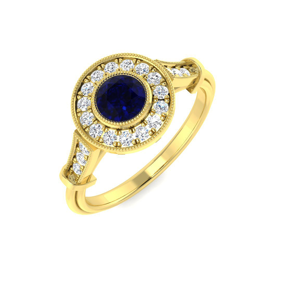 9ct Yellow Gold 0.85ct Blue Sapphire Ring
