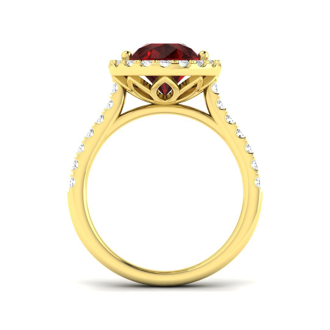 9ct Yellow Gold 4.95ct Laboratory Grown Lab Ruby Ring