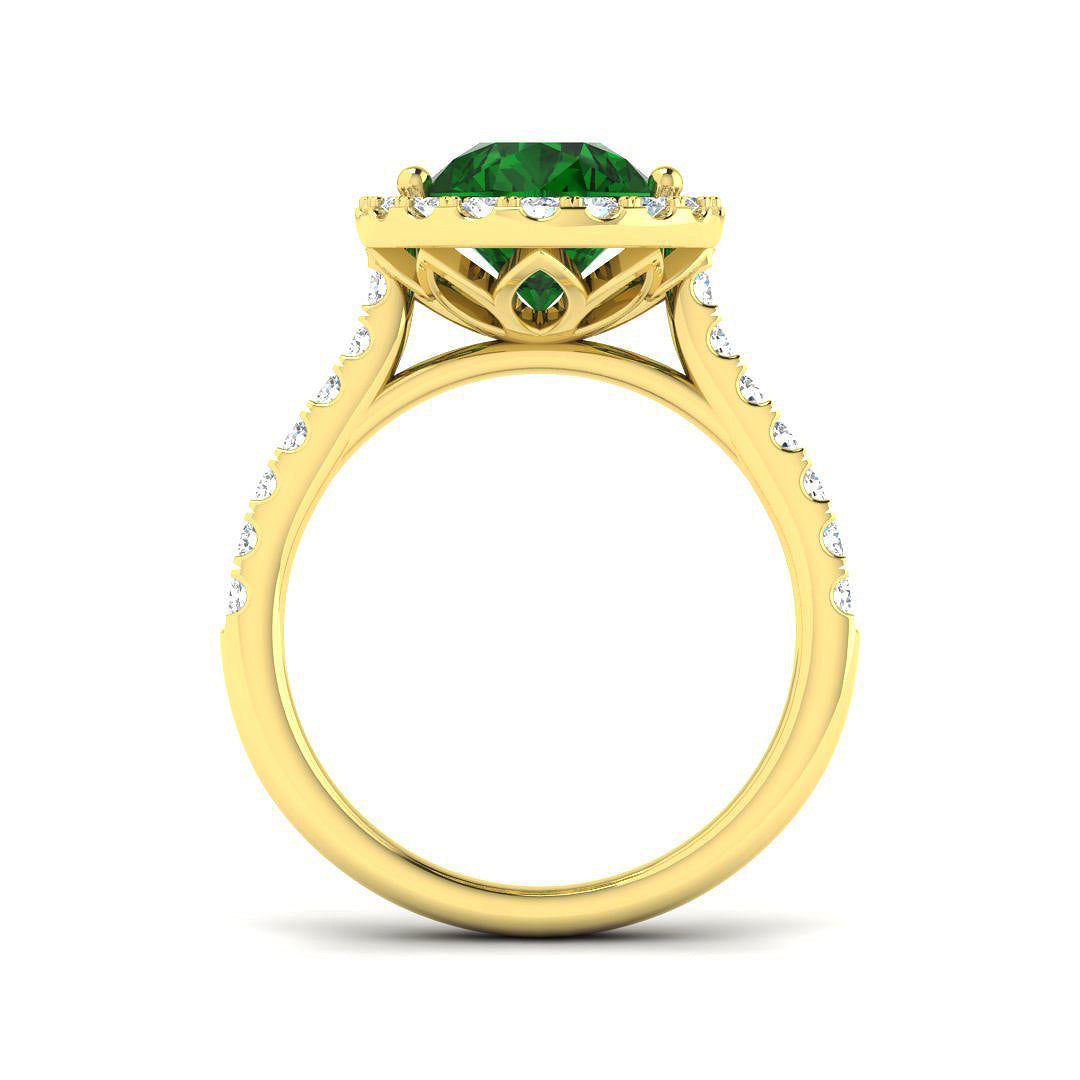 9ct Yellow Gold 3.39ct Laboratory Grown Lab Emerald Ring