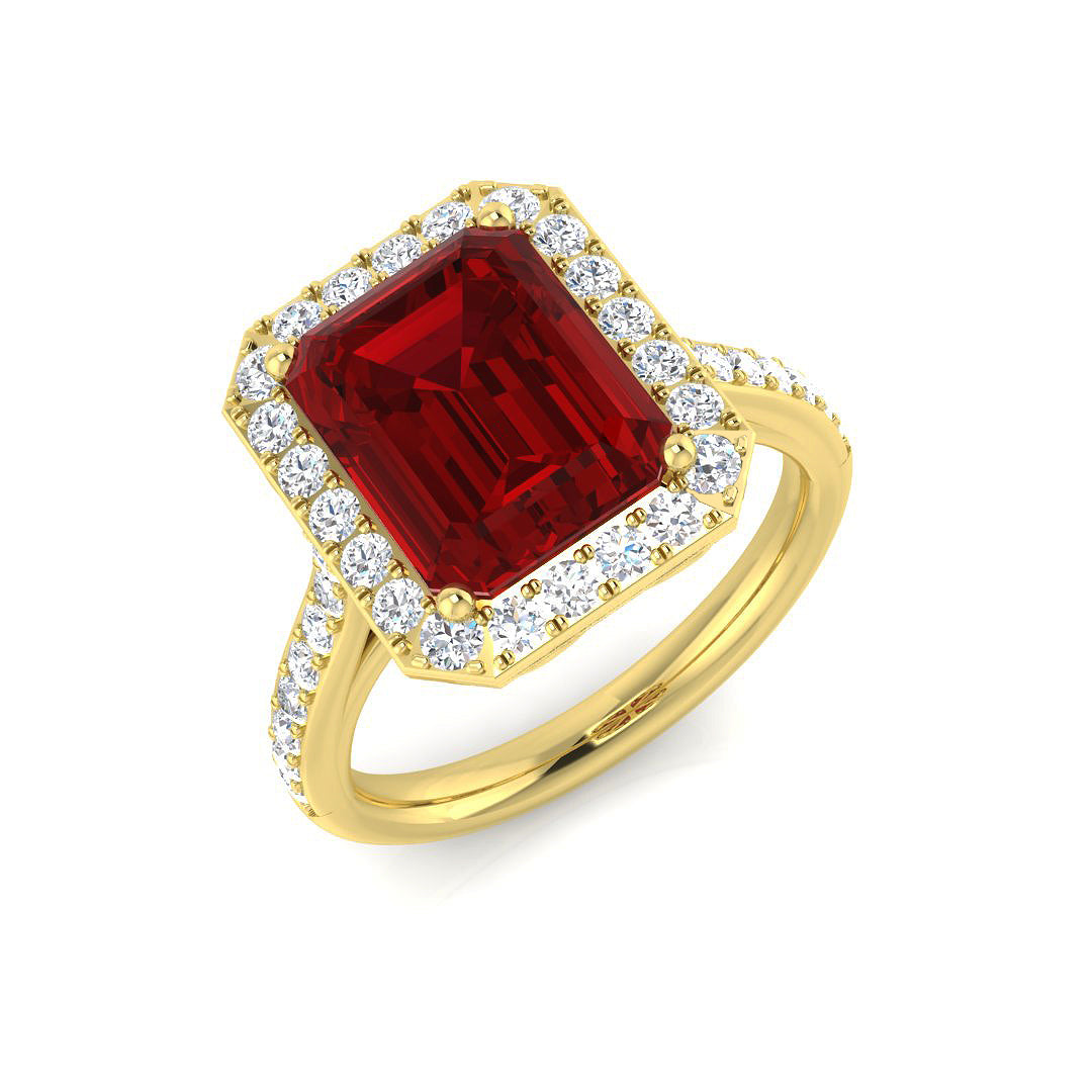 9ct Yellow Gold 4.93ct Laboratory Grown Lab Ruby Ring