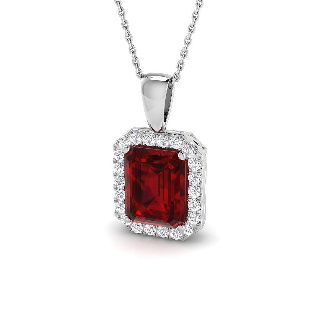 9ct White Gold 4.69ct Laboratory Grown Lab Ruby Pendant