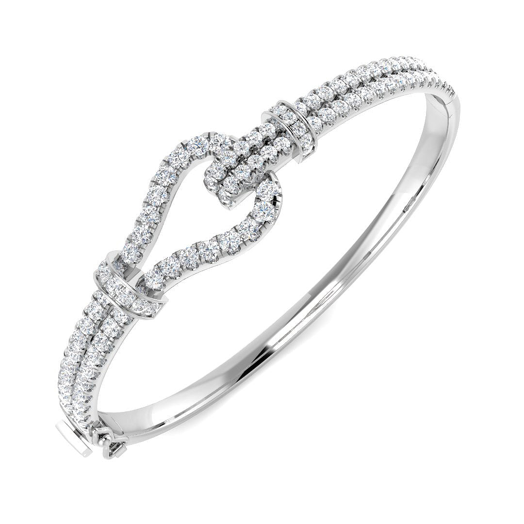 9ct White Gold 3.23ct Laboratory Grown CVD Bangle