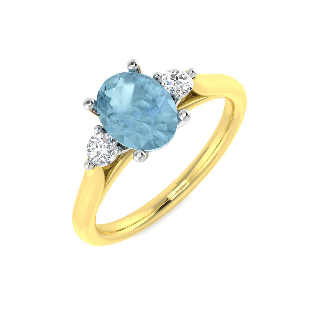 9ct Two-Tone Gold 1.02ct Aquamarine Ring