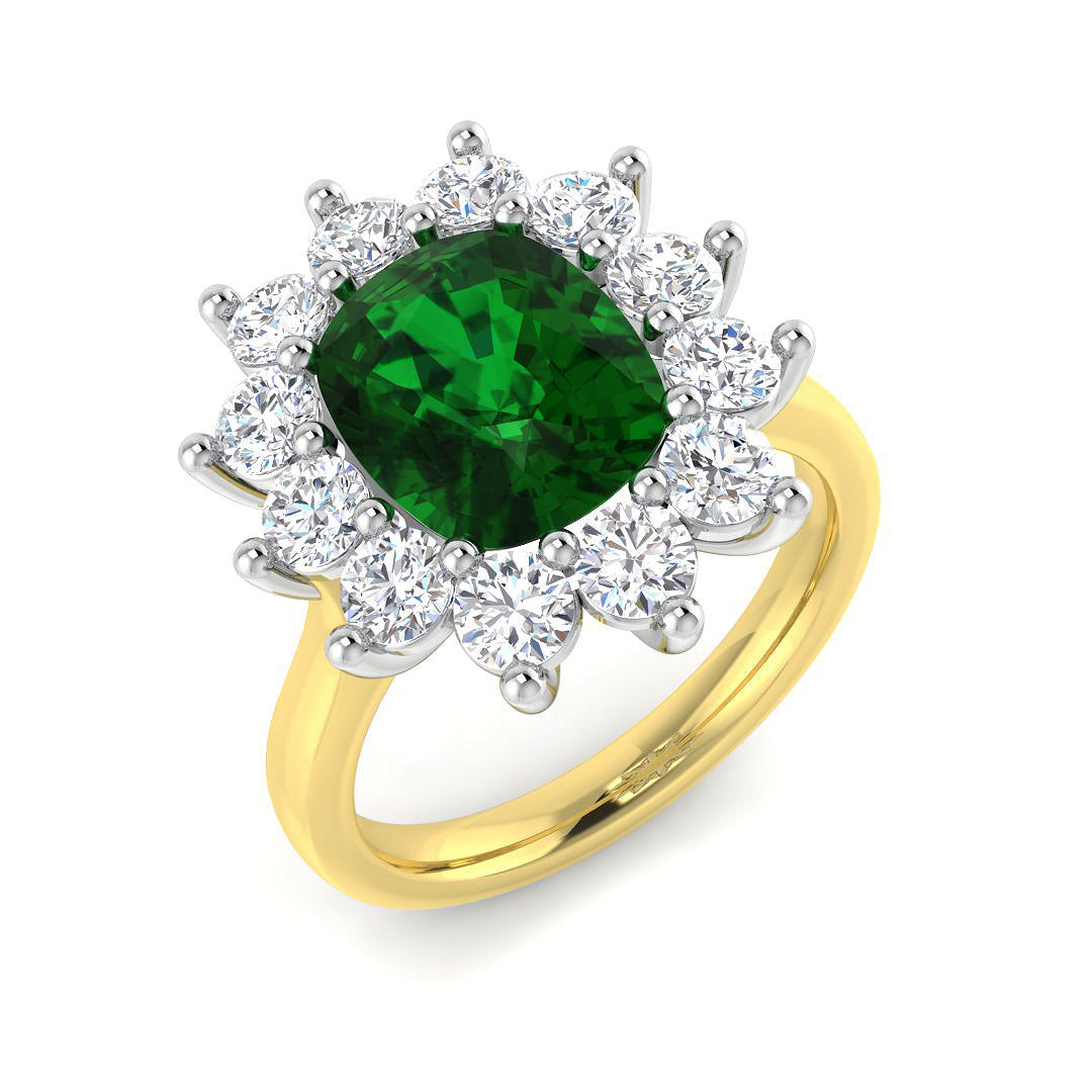 9ct Yellow Gold 3.82ct Laboratory Grown Lab Emerald Ring