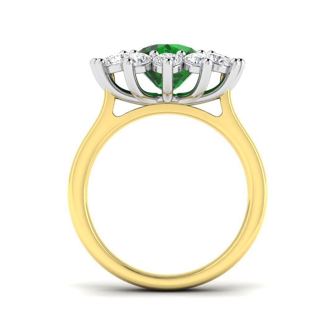 9ct Yellow Gold 3.82ct Laboratory Grown Lab Emerald Ring