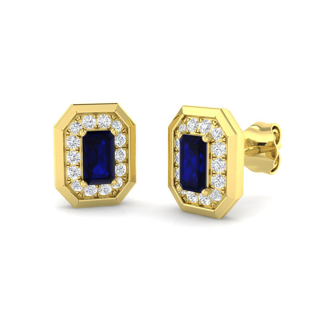 9ct Yellow Gold 1.16ct Blue Sapphire Earrings