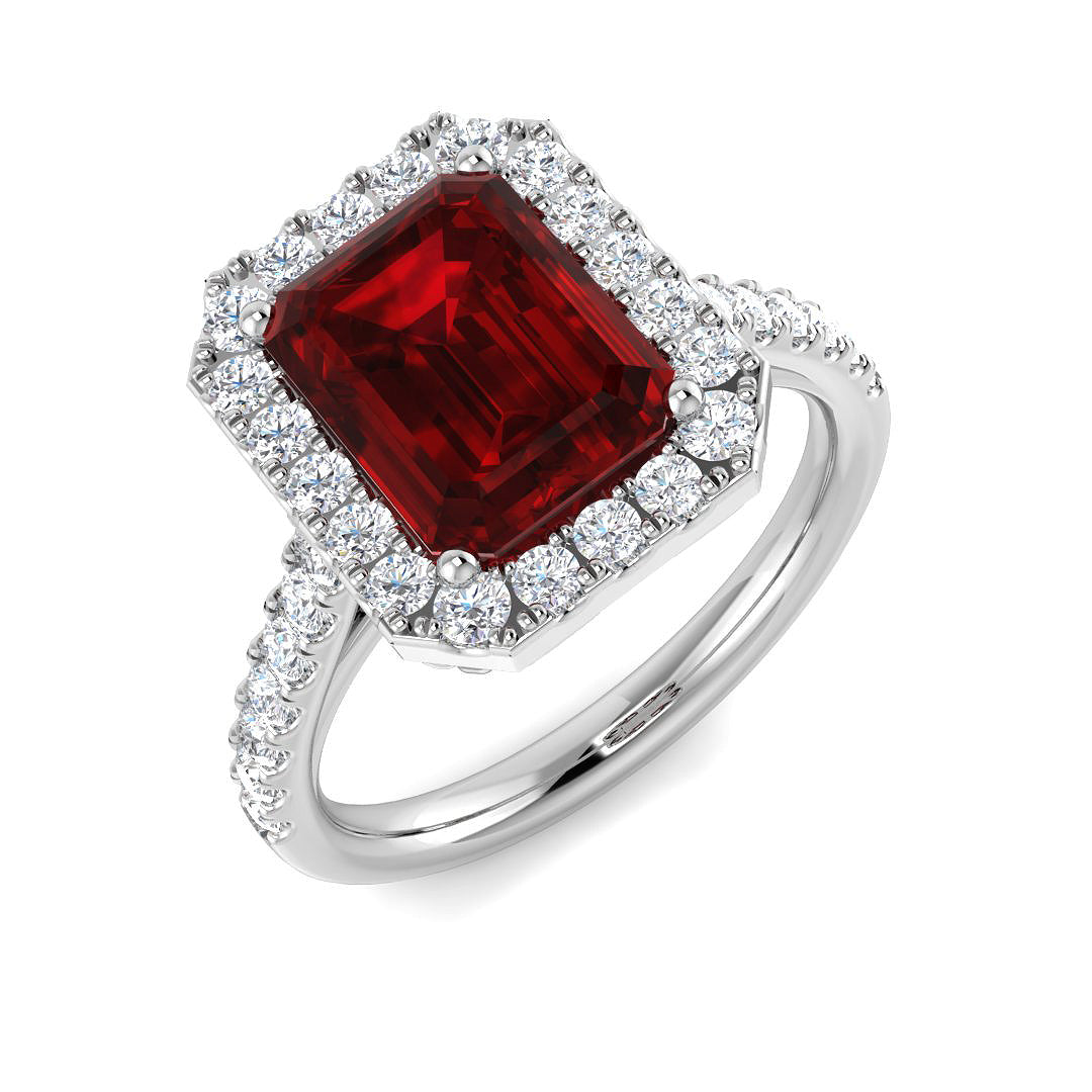 9ct White Gold 4.04ct Laboratory Grown Lab Ruby Ring