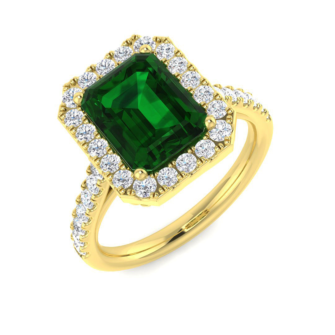 9ct Yellow Gold 2.83ct Laboratory Grown Lab Emerald Ring