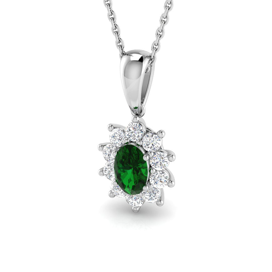 9ct White Gold 0.77ct Emerald Pendant