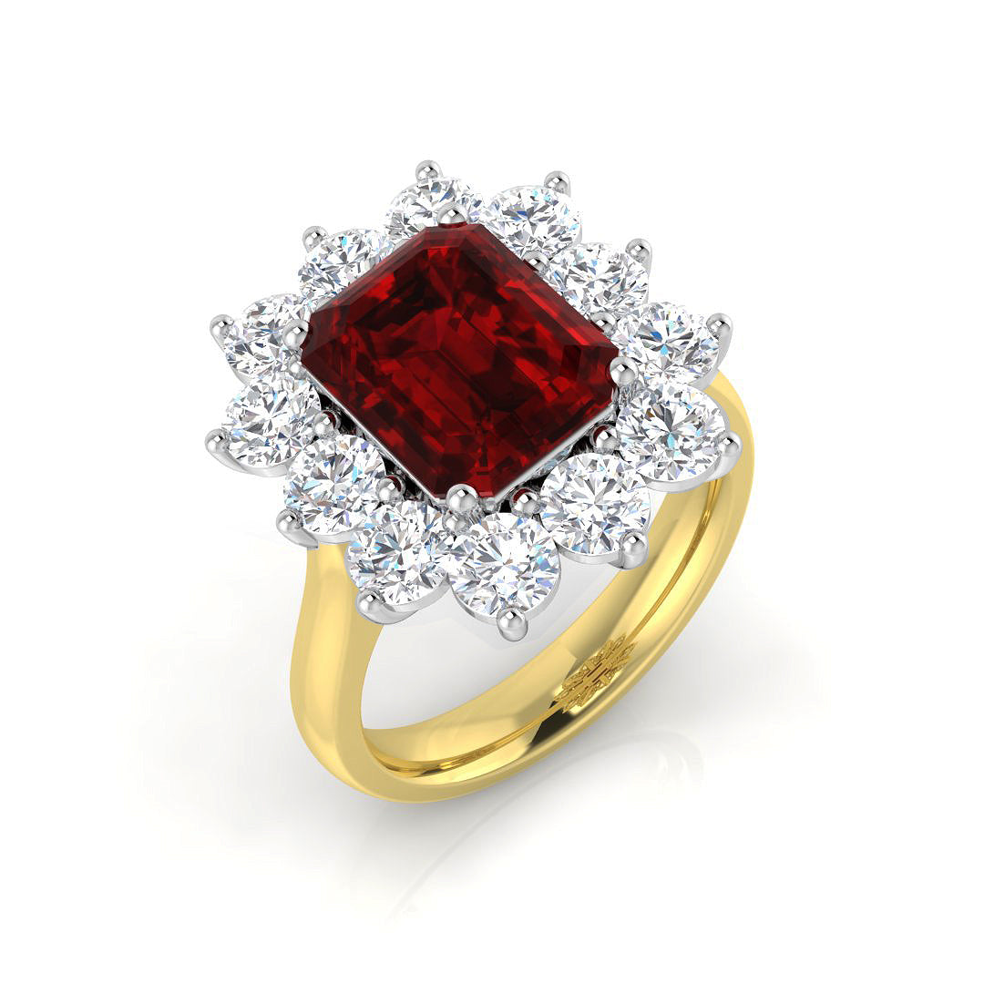 9ct Two-Tone Gold 7.07ct Laboratory Grown Lab Ruby Ring