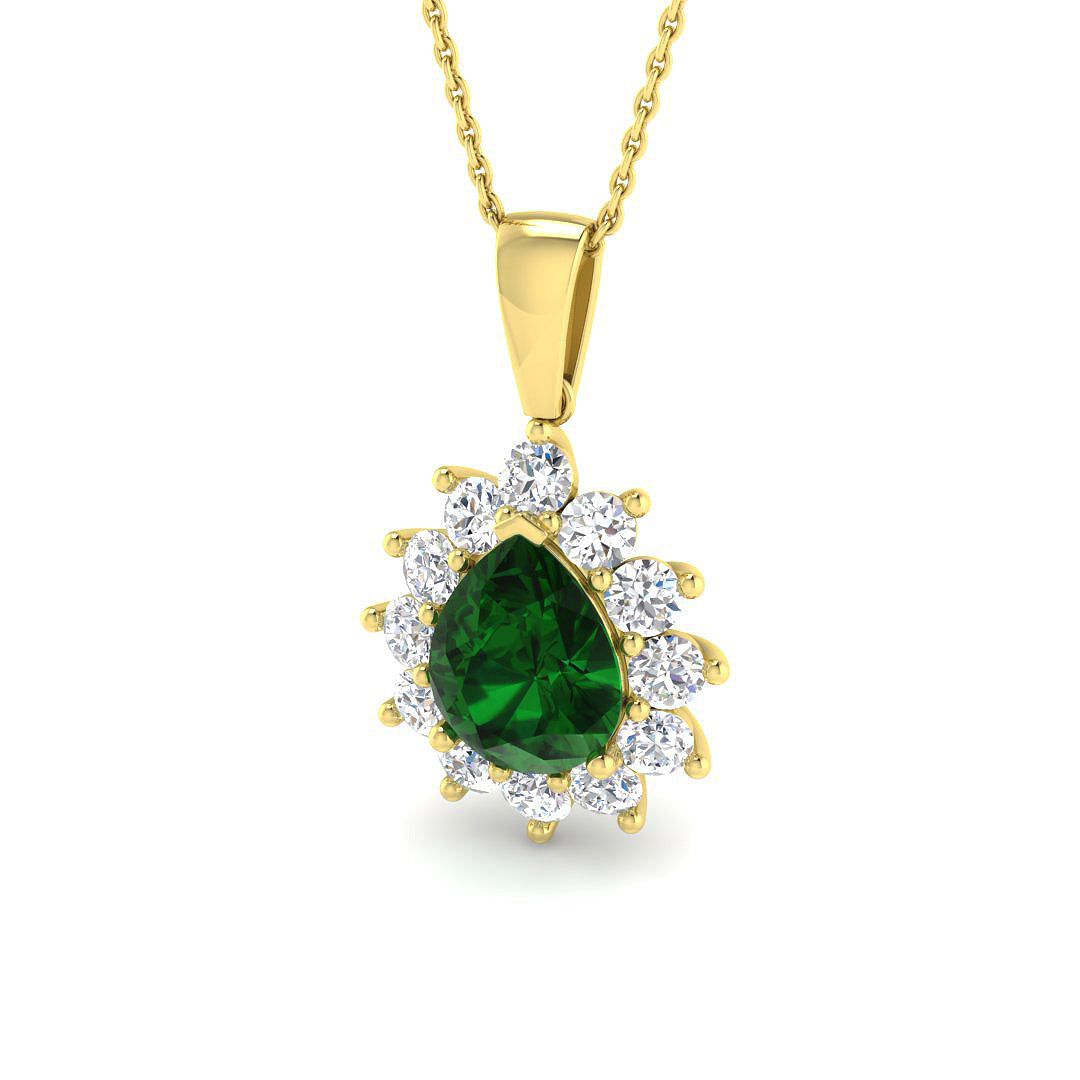 9ct Yellow Gold 3.55ct Laboratory Grown Lab Emerald Pendant