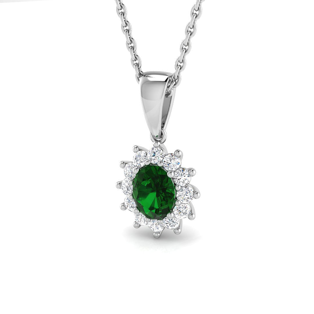 9ct White Gold 0.47ct Emerald Pendant